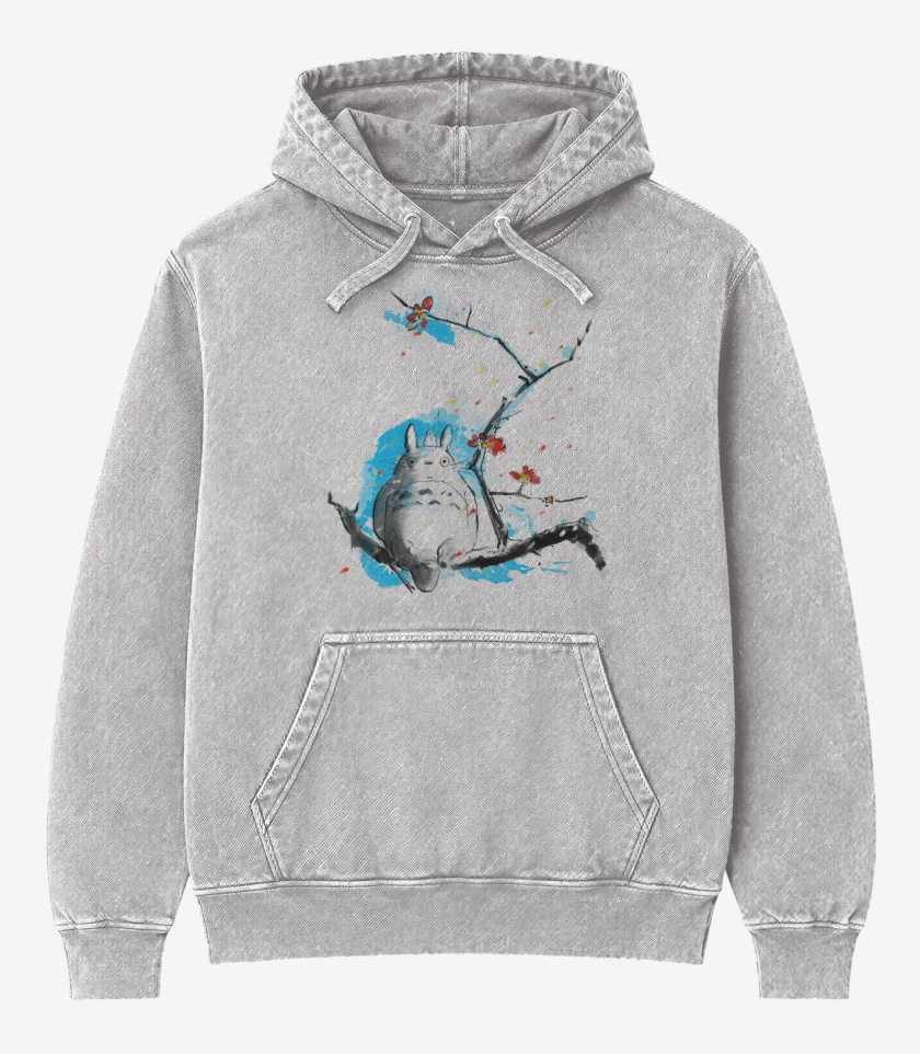 Poleron Canguro Acid Wash Gris Melange de Totoro 3