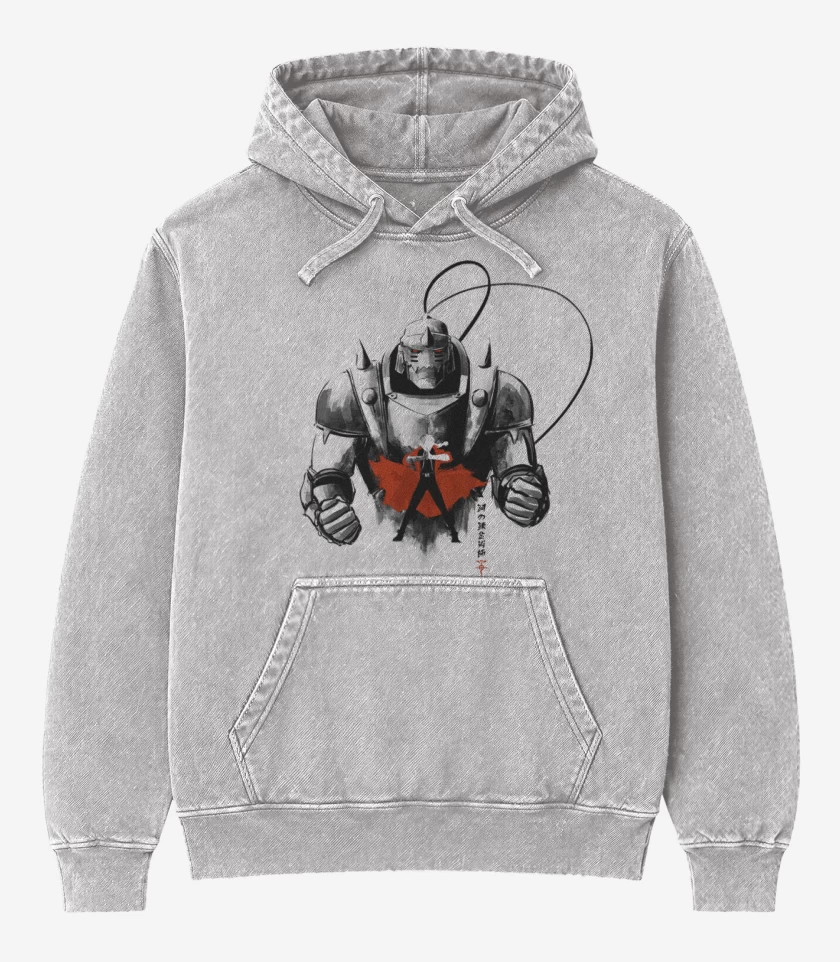 Poleron Canguro Acid Wash Gris Melange de alphonse elric