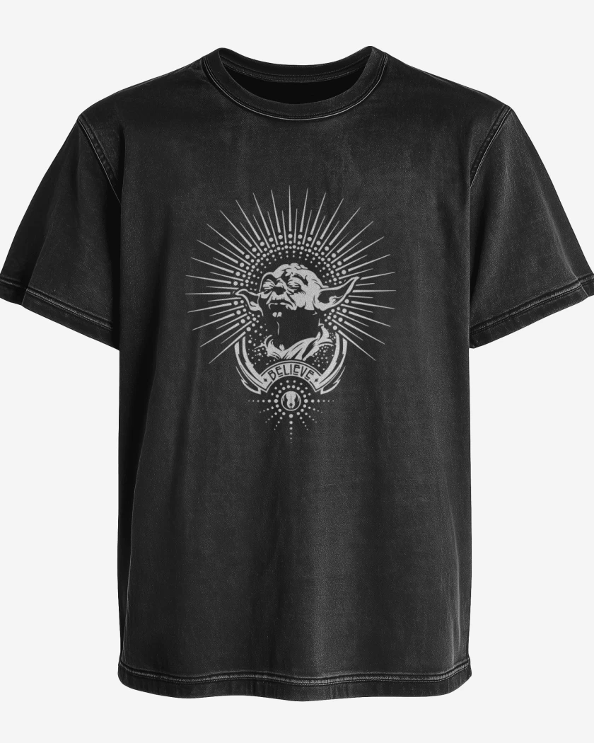 Polera desgastada Negro de Star Wars - Yoda Believe...