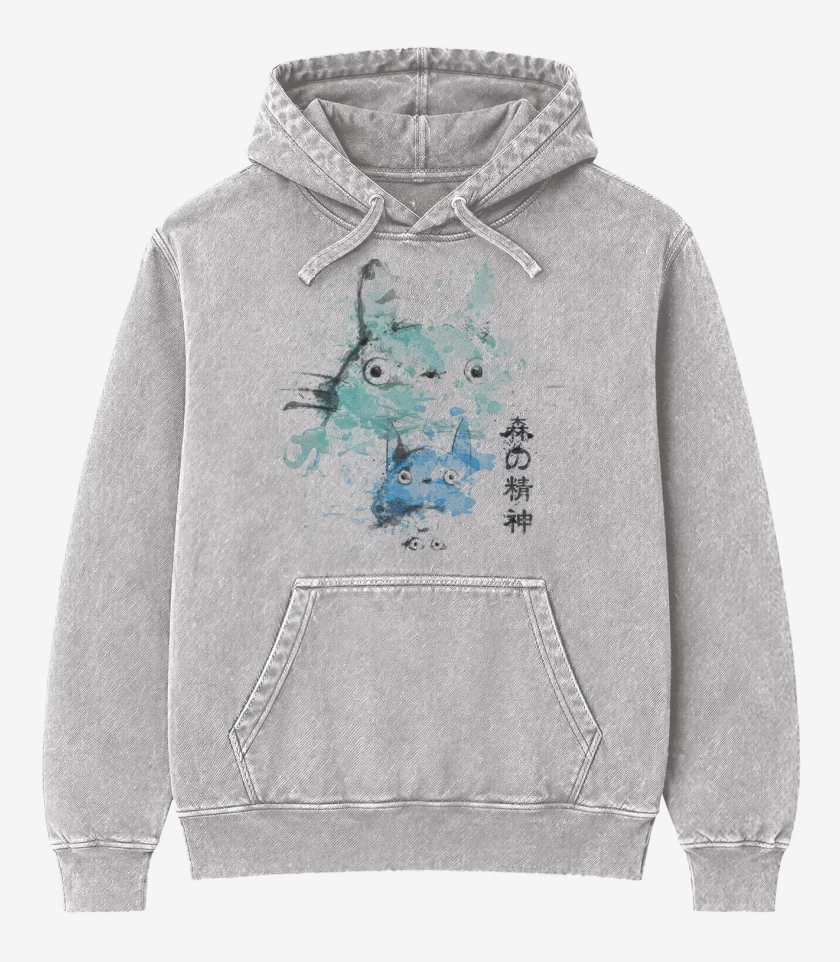 Poleron Canguro Acid Wash Gris Melange de Totoro 4