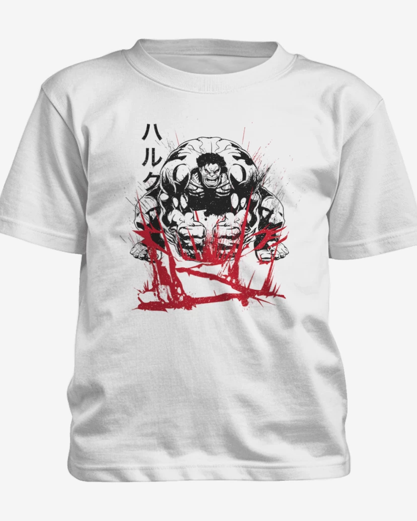 Polera de niño Blanco de Hulk Japones 