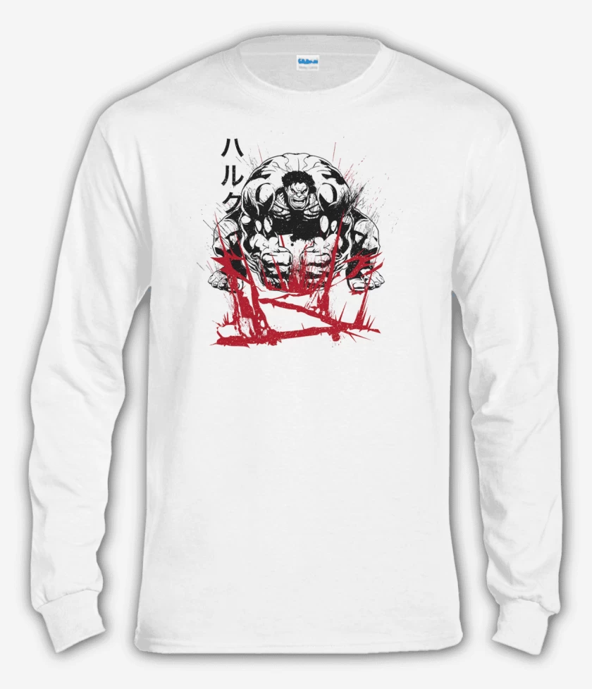 Polera manga larga Blanco de Hulk Japones 
