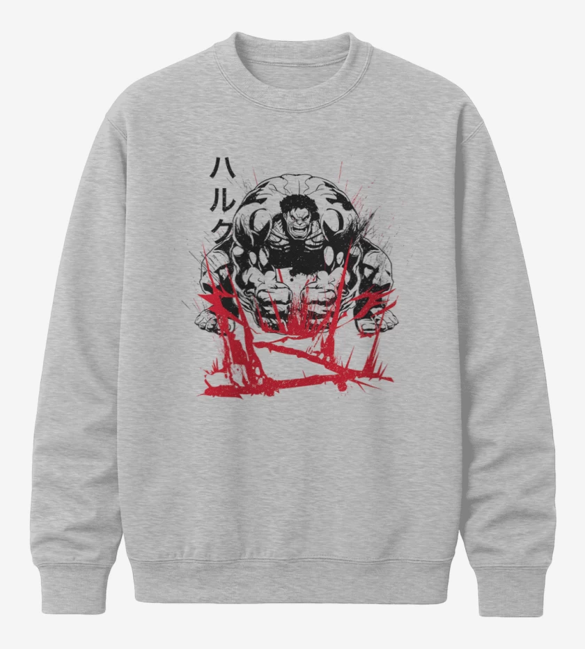 Poleron polo Gris Melange de Hulk Japones 