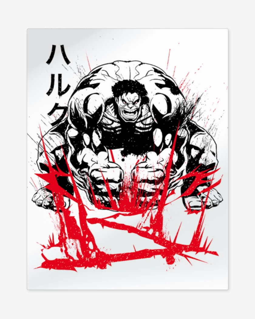 Print metalico Blanco de Hulk Japones 
