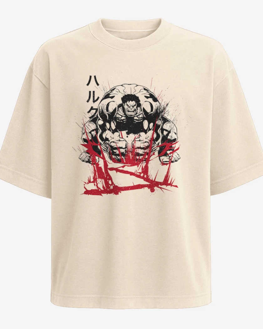 Polera Oversize Beige de Hulk Japones 