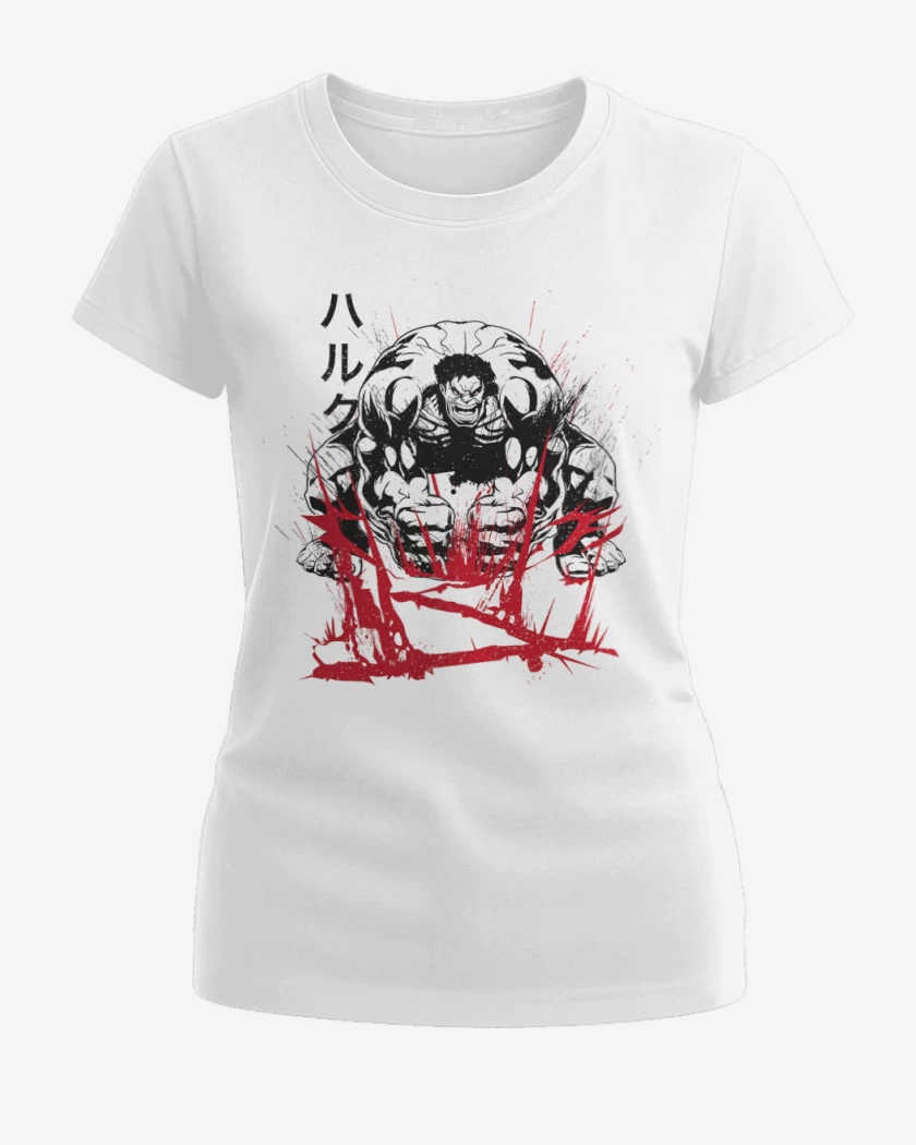 Polera de Mujer Blanco de Hulk Japones 