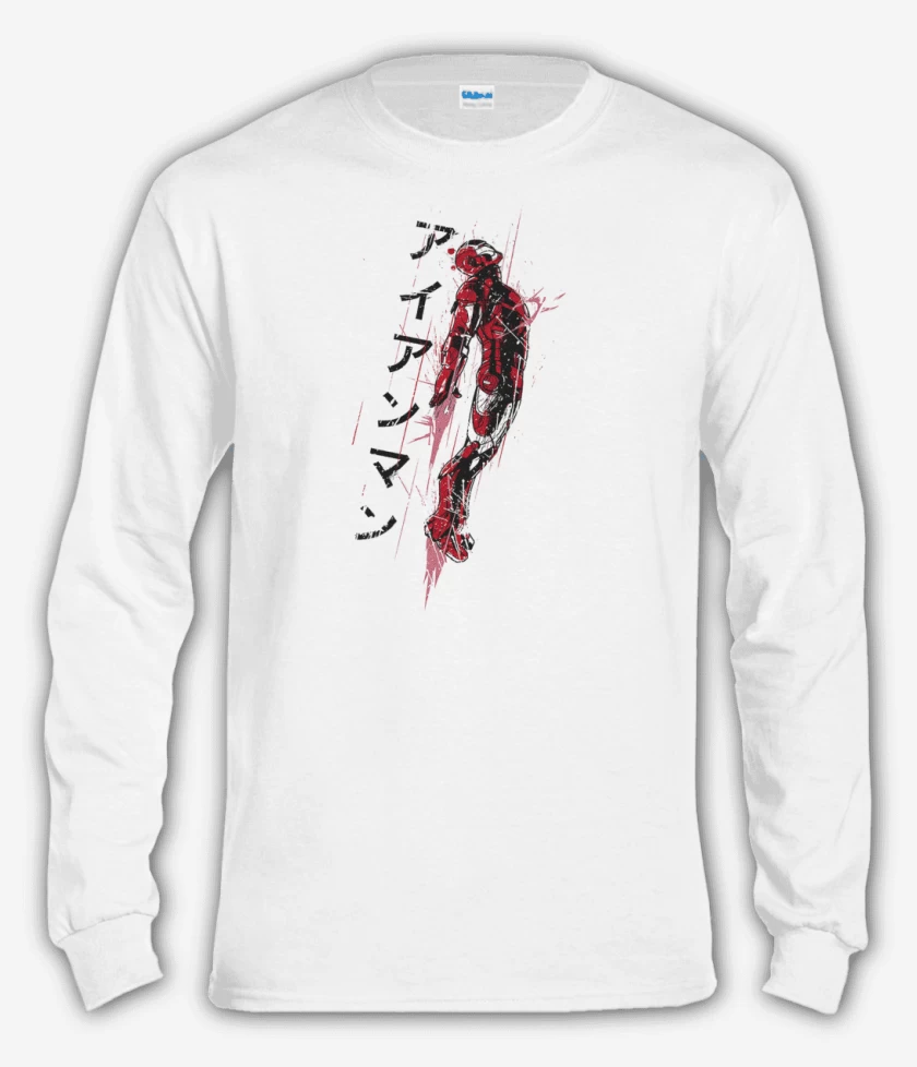 Polera manga larga Blanco de Iron Man Japones