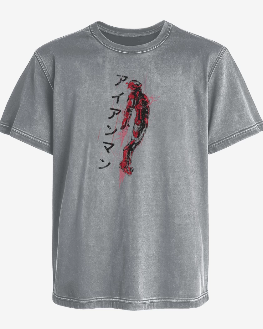 Polera desgastada Gris Melange de Iron Man Japones