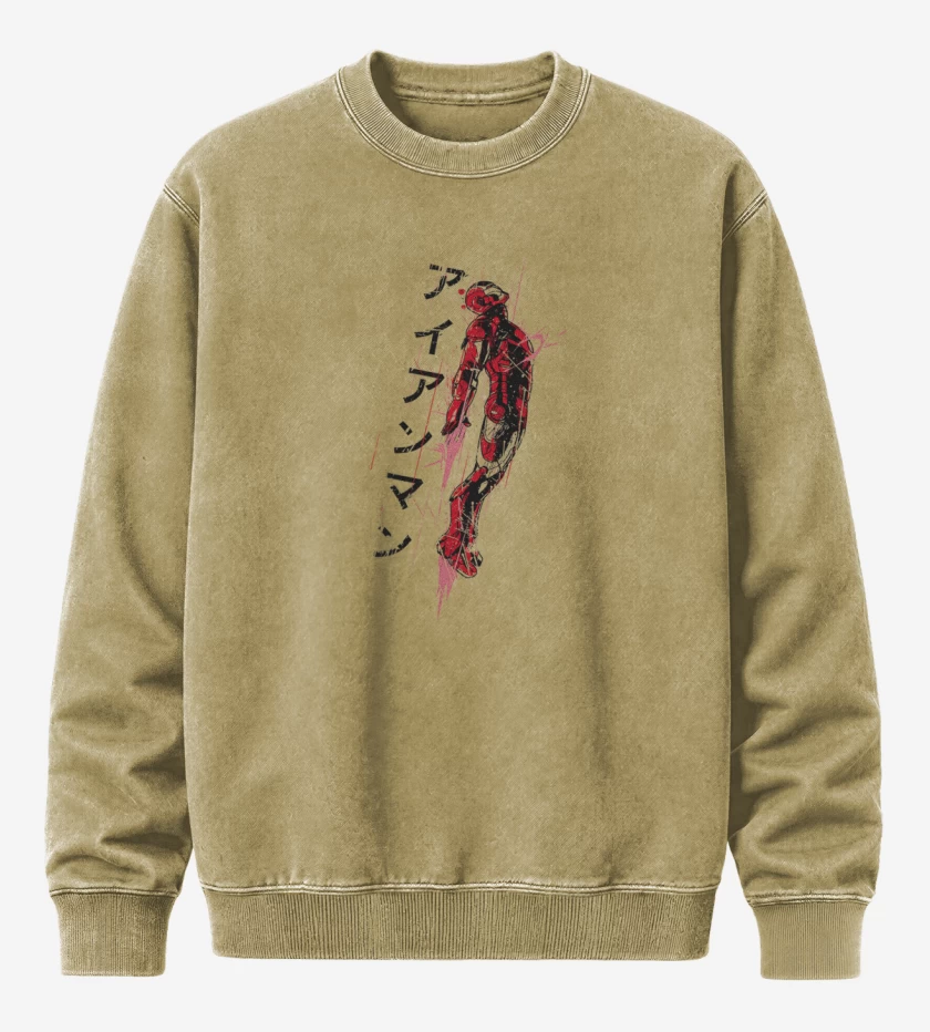 Poleron Polo Acid Wash Beige de Iron Man Japones