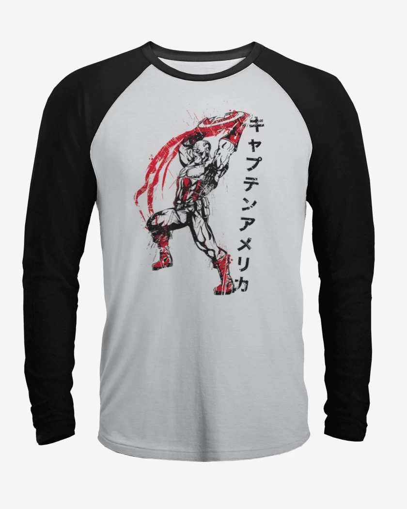 Polera Raglan Capitan America Japones