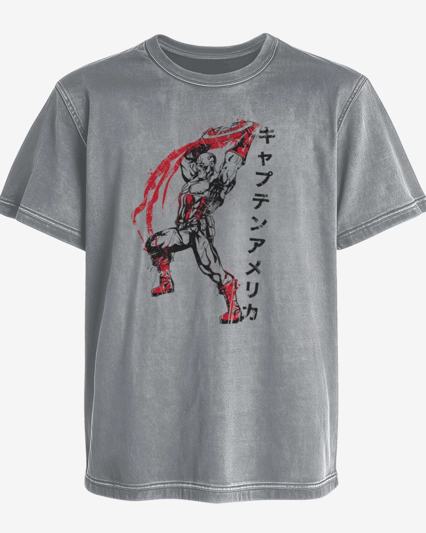 Polera desgastada Capitan America Japones