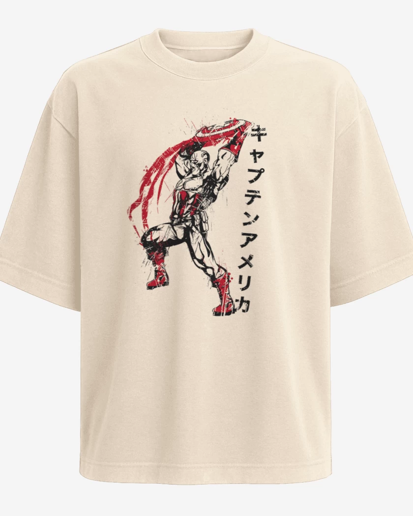 Polera Oversize Capitan America Japones
