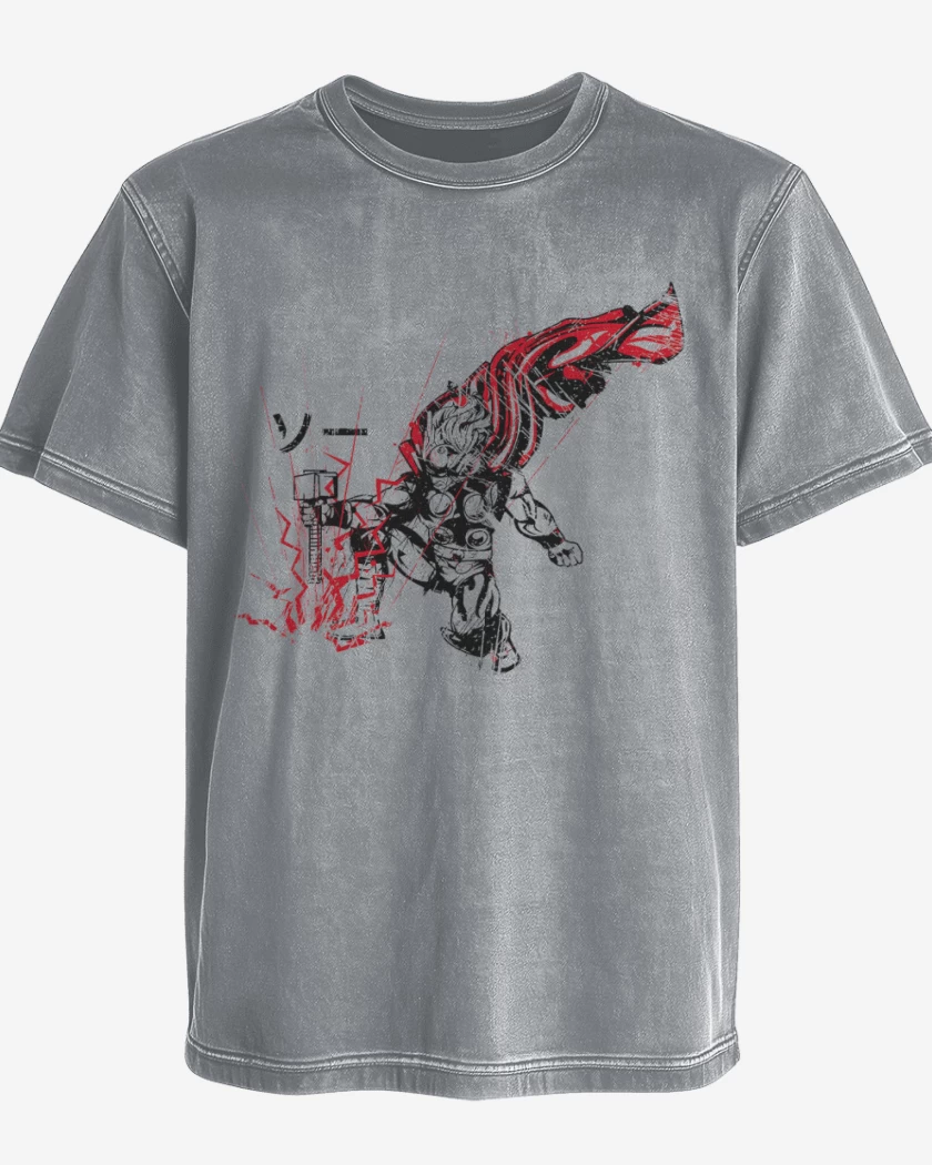 Polera desgastada Gris Melange de Thor Japones