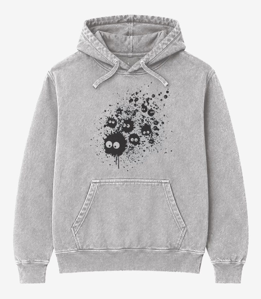 Poleron Canguro Acid Wash Gris Melange de Chihiro