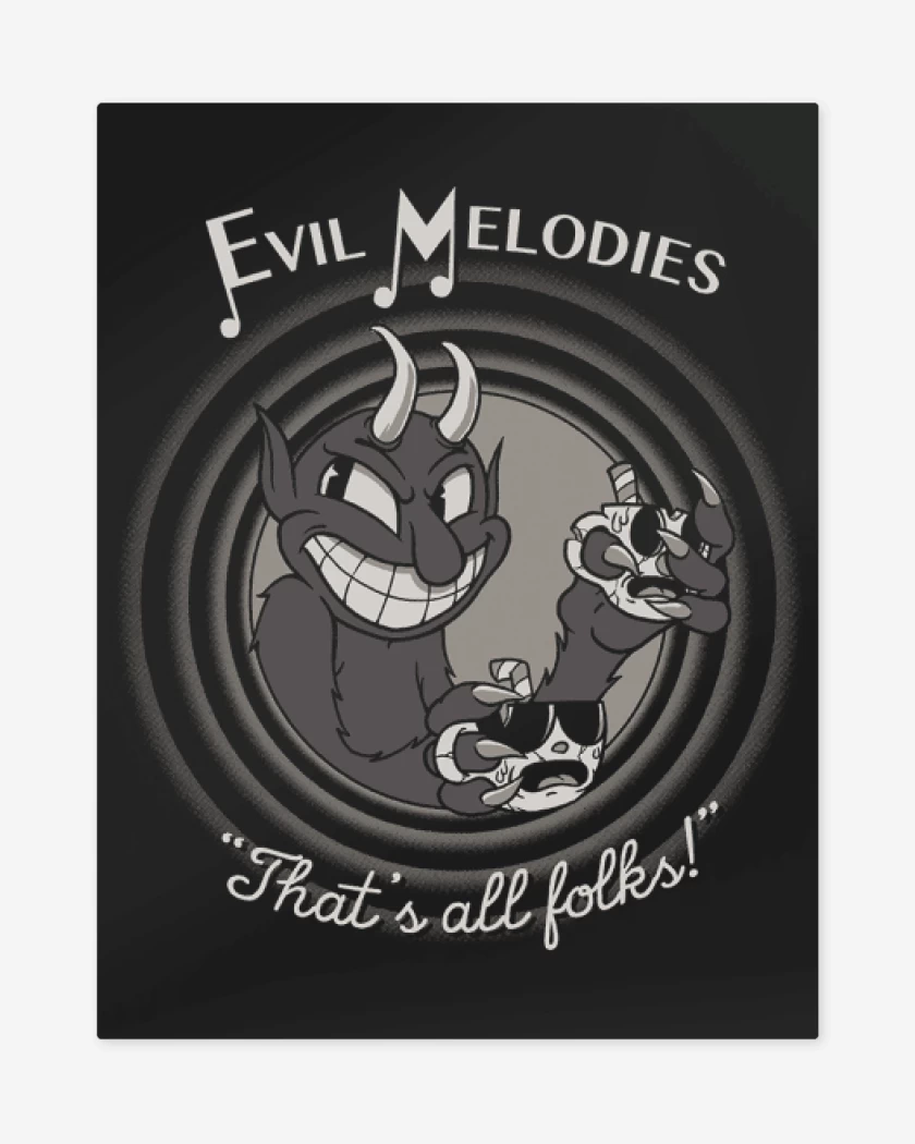 Print metalico Negro de Cup Head Devil