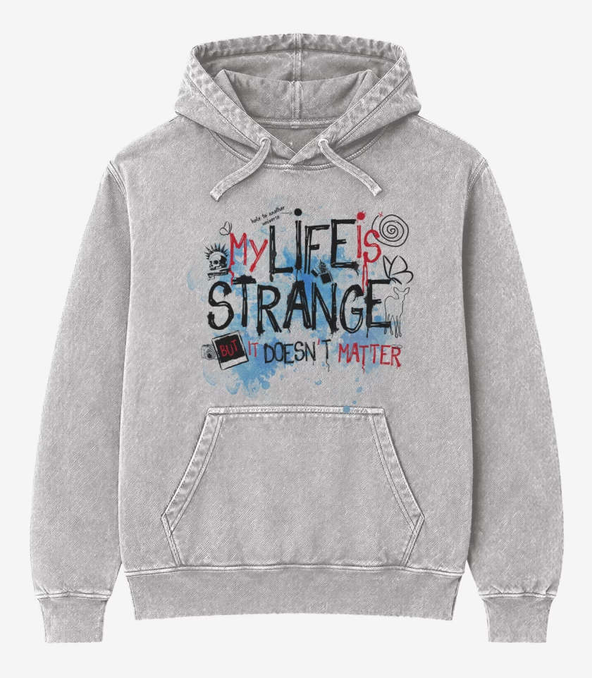 Poleron Canguro Acid Wash Gris Melange de Life is strange