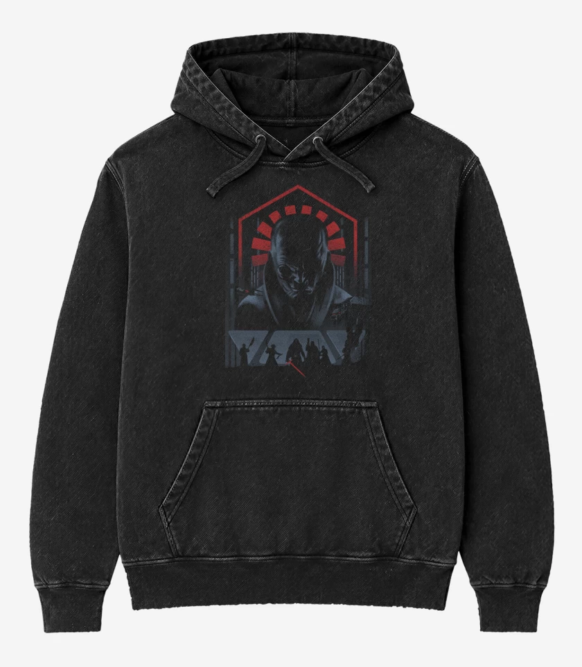 Poleron Canguro Acid Wash Negro de Snoke