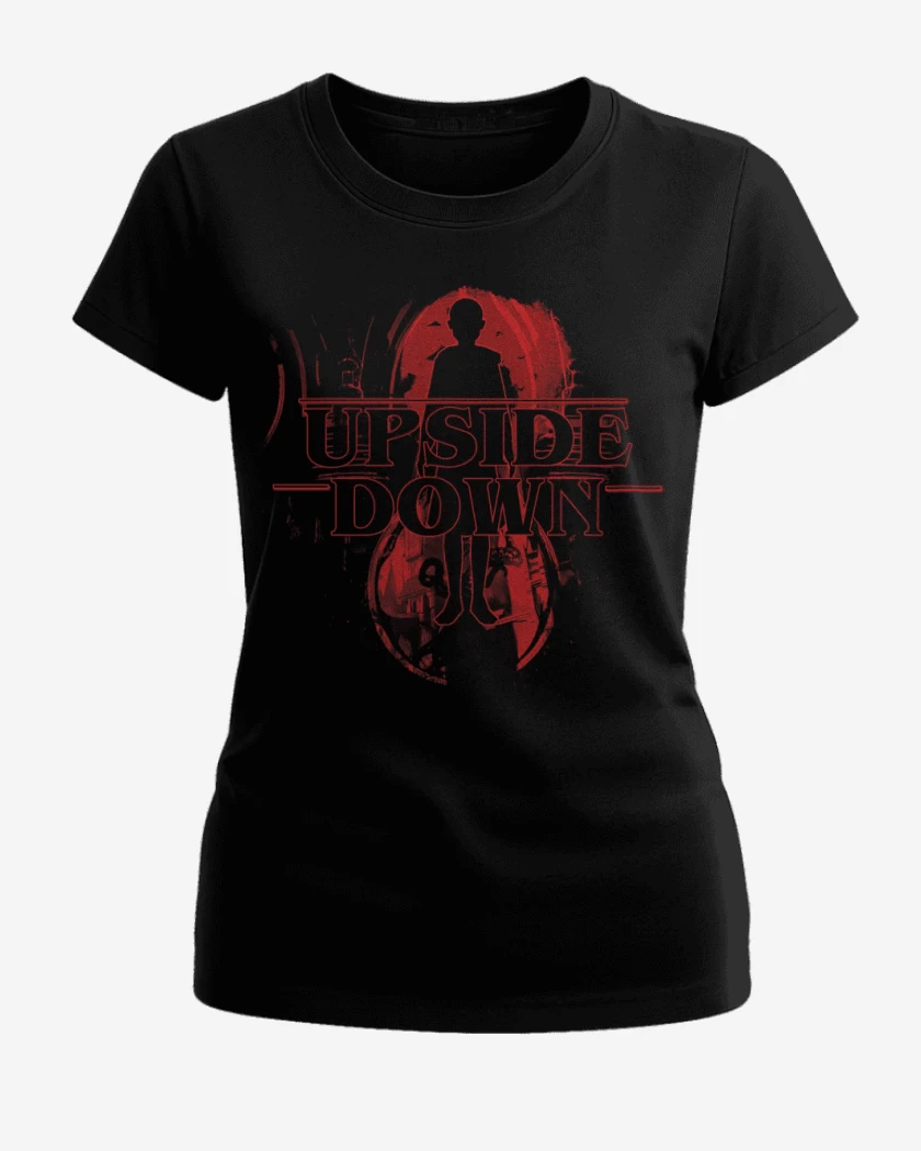 Polera de Mujer Negro de stranger things Upside Down