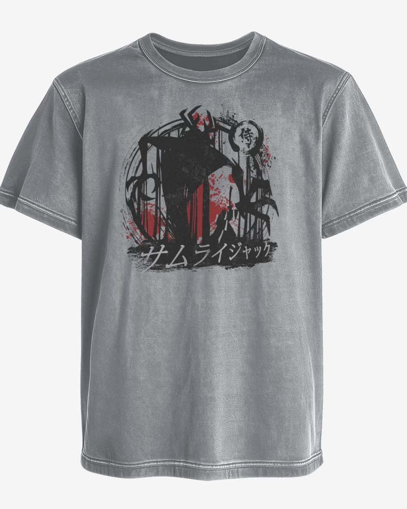 Polera desgastada Gris Melange de Samurai Jack