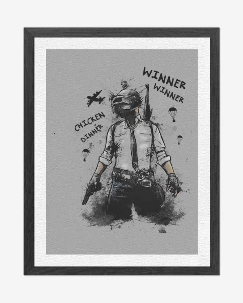 Cuadro decorativo Gris Melange de Pubg chicken dinner