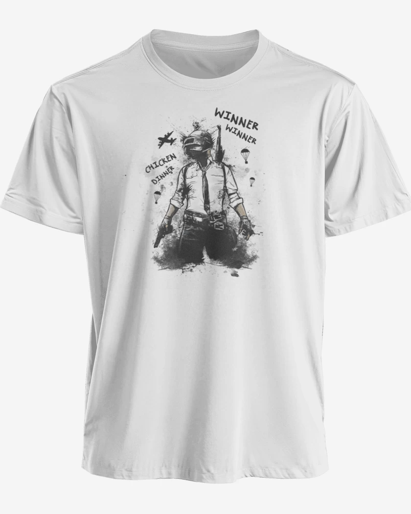 Polera premium Blanco de Pubg chicken dinner