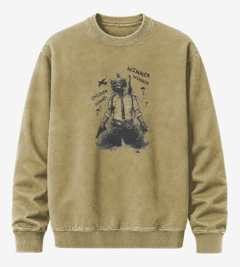 Poleron Polo Acid Wash Beige de Pubg chicken dinner
