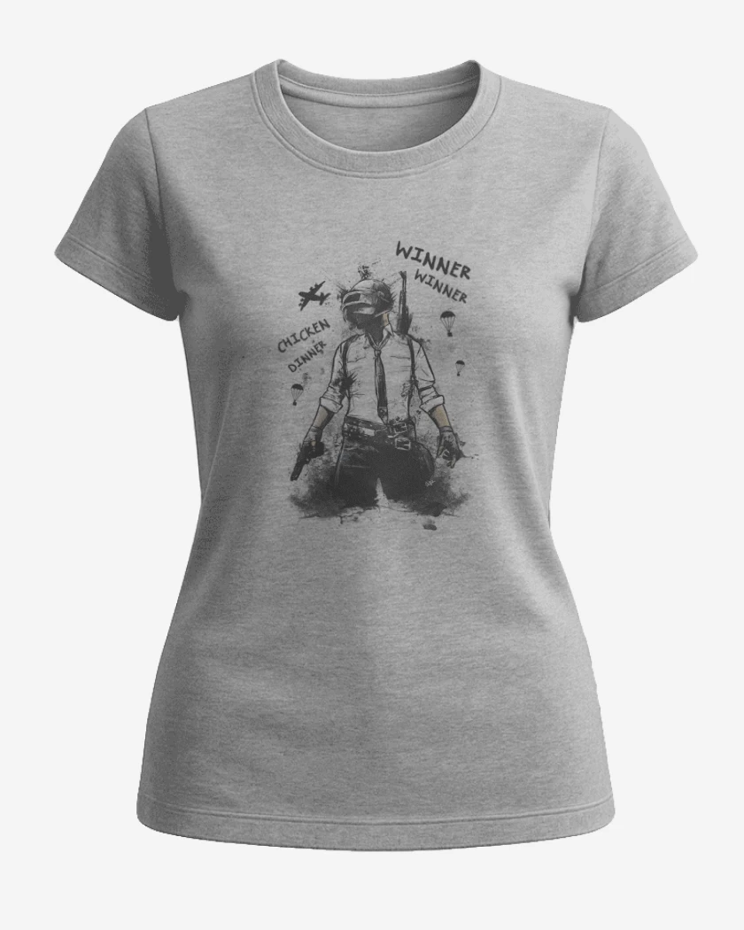 Polera de Mujer Gris Melange de Pubg chicken dinner