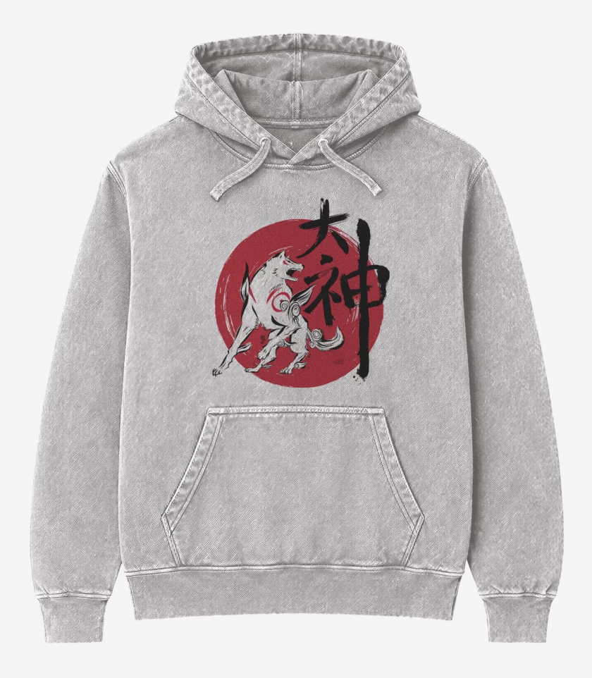Poleron Canguro Acid Wash Gris Melange de Okami