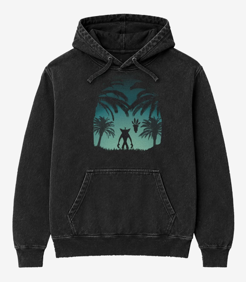 Poleron Canguro Acid Wash Negro de Crash Bandicoot