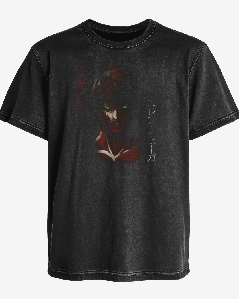 Polera desgastada Negro de Eren SNK