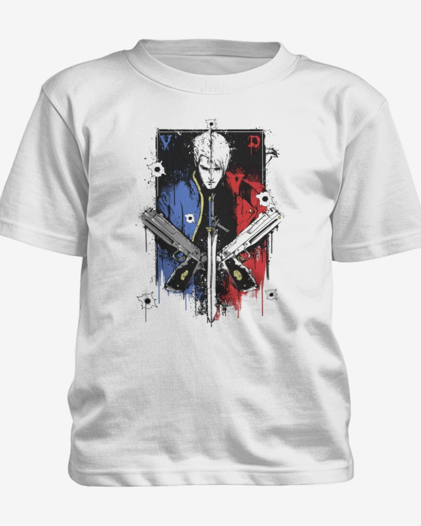 Polera de niño Blanco de devil may cry