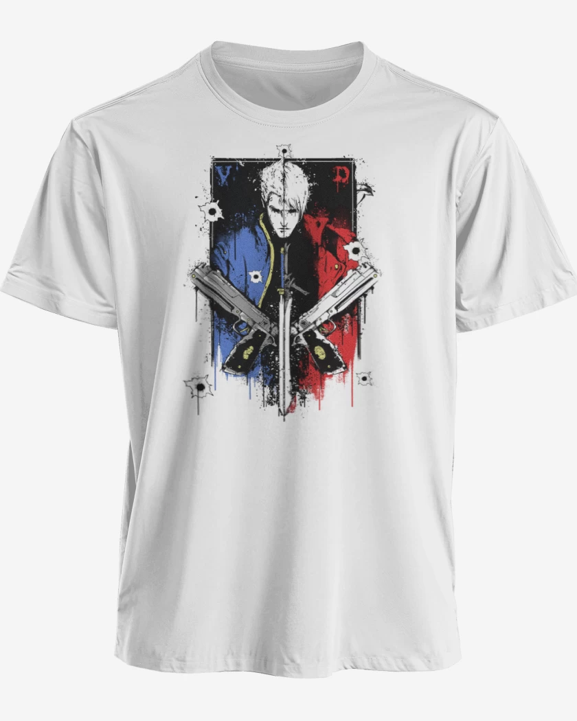 Polera premium Blanco de devil may cry
