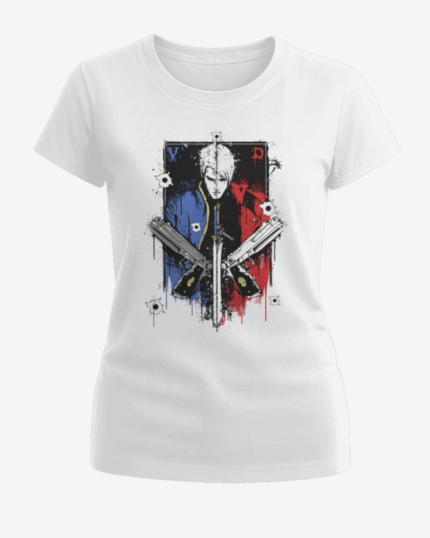 Polera de Mujer Blanco de devil may cry