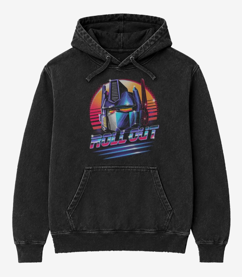Poleron Canguro Acid Wash Negro de Optimus Roll Out