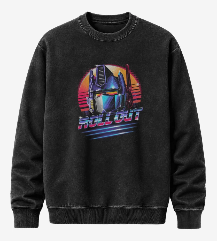 Poleron Polo Acid Wash Negro de Optimus Roll Out