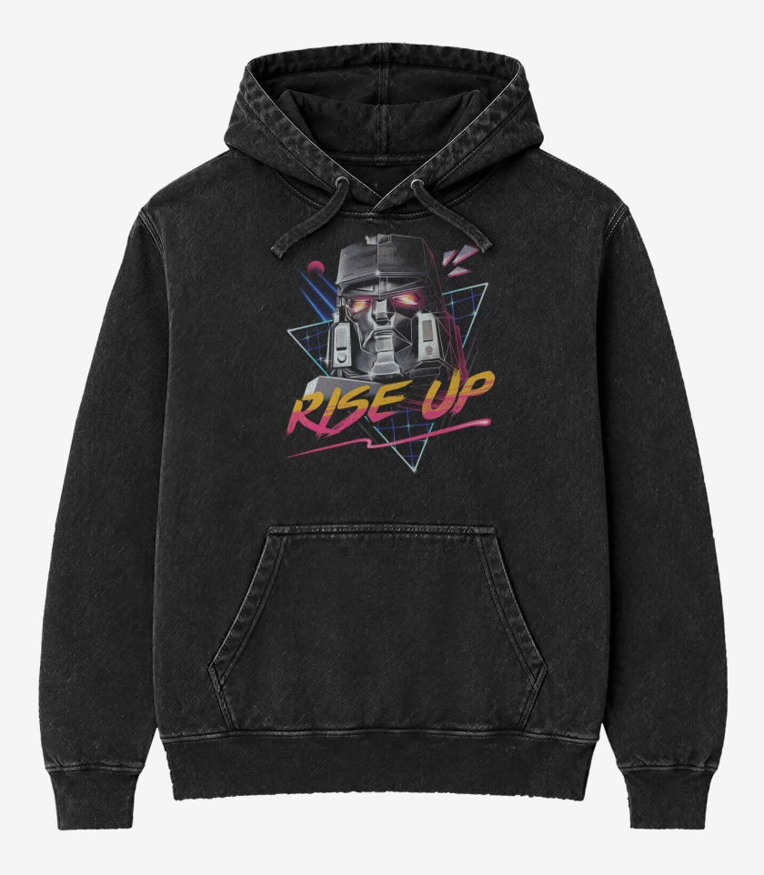 Poleron Canguro Acid Wash Negro de Megatron Rise Up