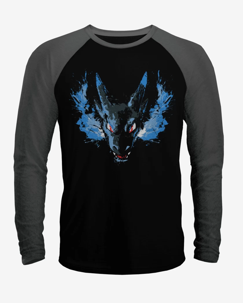 Polera Raglan Negro / Negro Heather de Charizard x