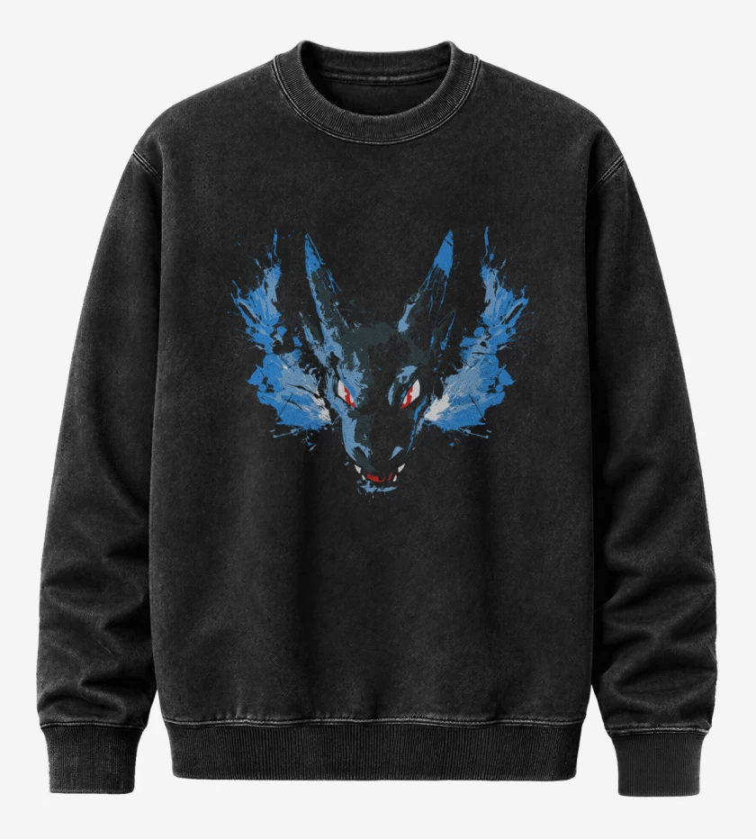 Poleron Polo Acid Wash Negro de Charizard x