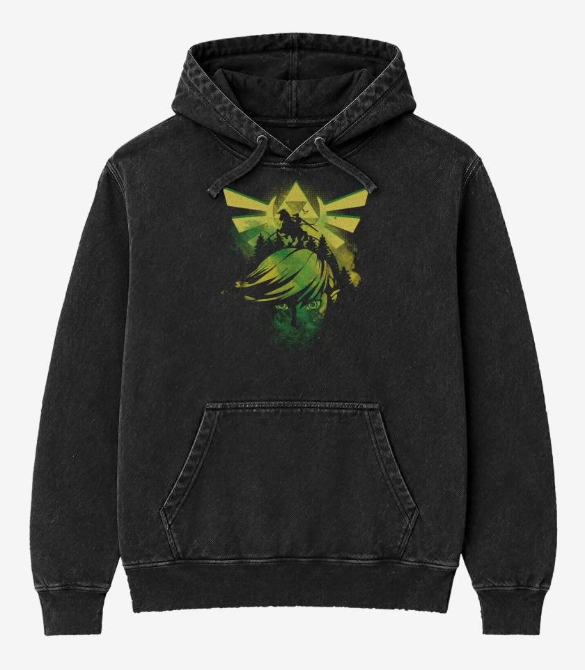 Poleron Canguro Acid Wash Negro de Link Face
