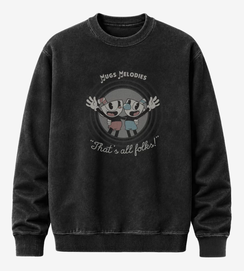 Poleron Polo Acid Wash Negro de cuphead old