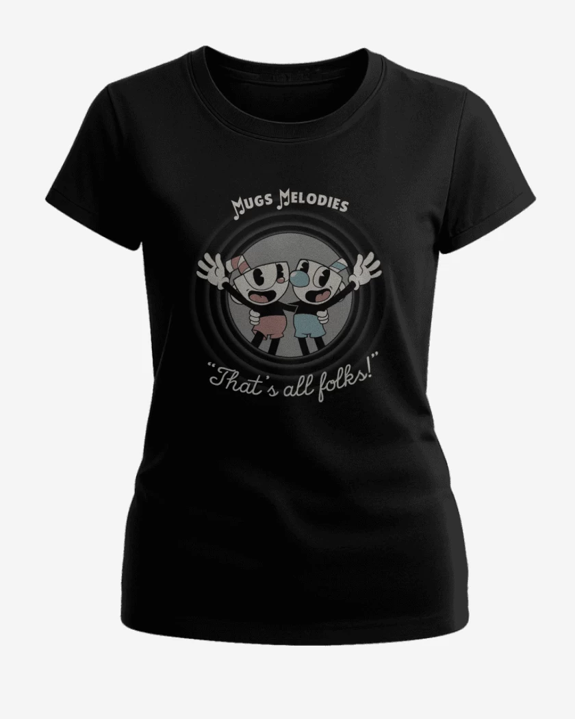 Polera de Mujer Negro de cuphead old