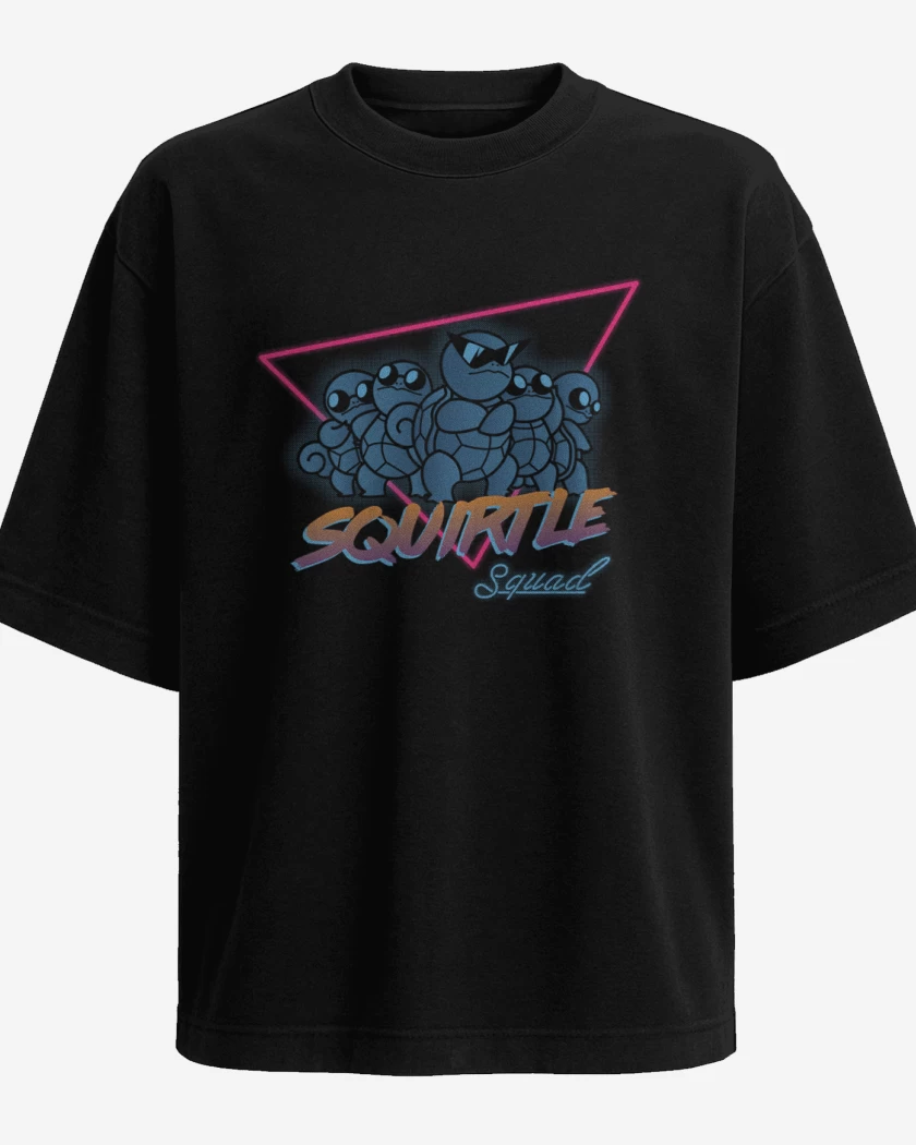 Polera Oversize Negro de squirtle squad