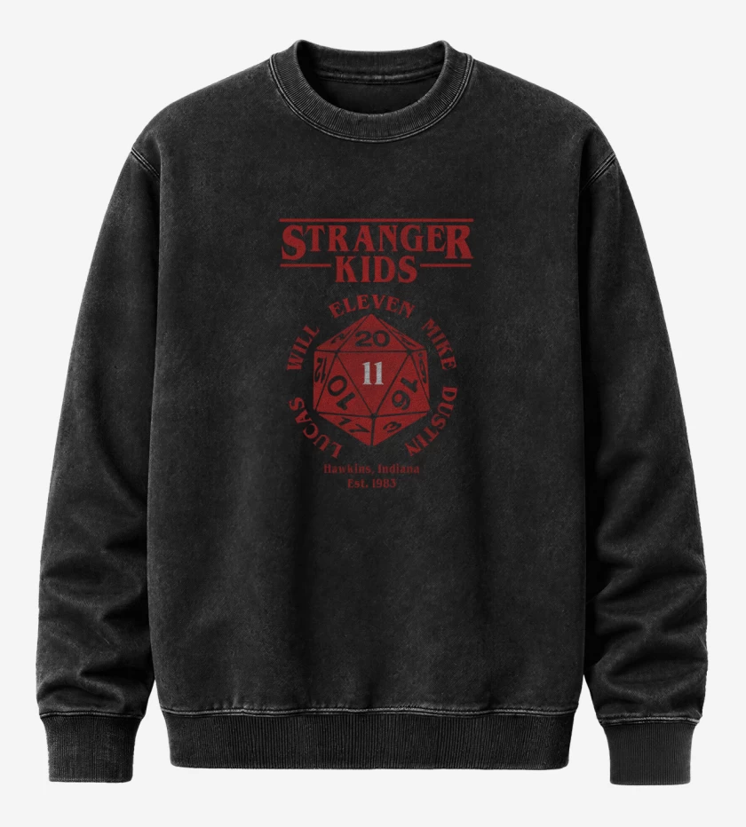 Poleron Polo Acid Wash Negro de stranger kids