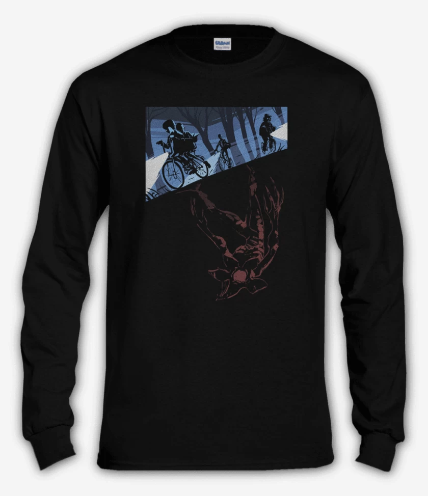 Polera manga larga Negro de stranger things down