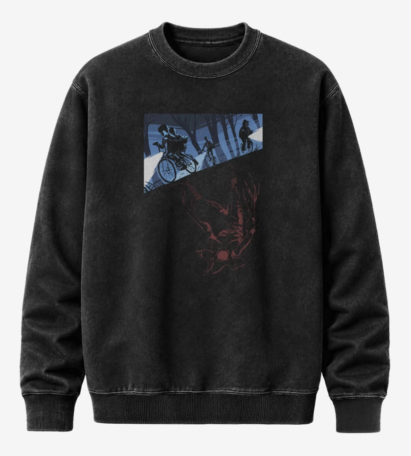 Poleron Polo Acid Wash Negro de stranger things down