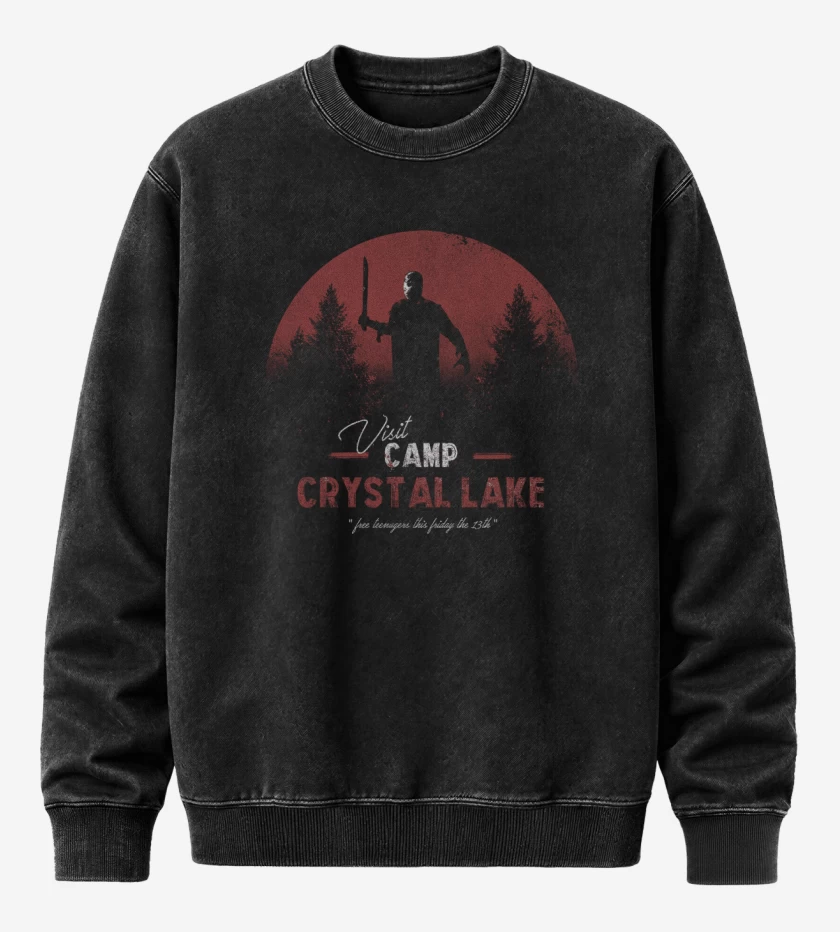 Poleron Polo Acid Wash Negro de Jason crystal lake