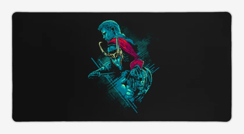 Mouse pad Gamer Negro de Thor x loki x hulk