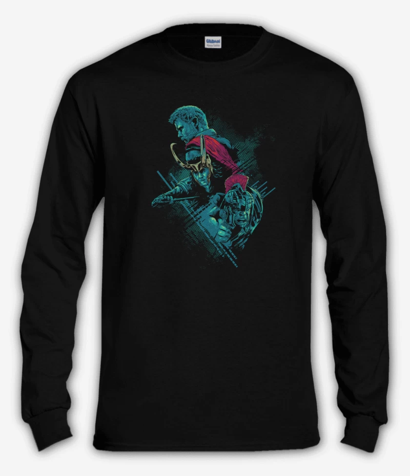 Polera manga larga Negro de Thor x loki x hulk