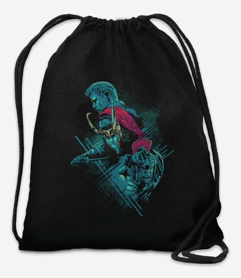 Mochila Negro de Thor x loki x hulk