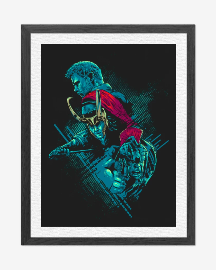 Cuadro decorativo Negro de Thor x loki x hulk